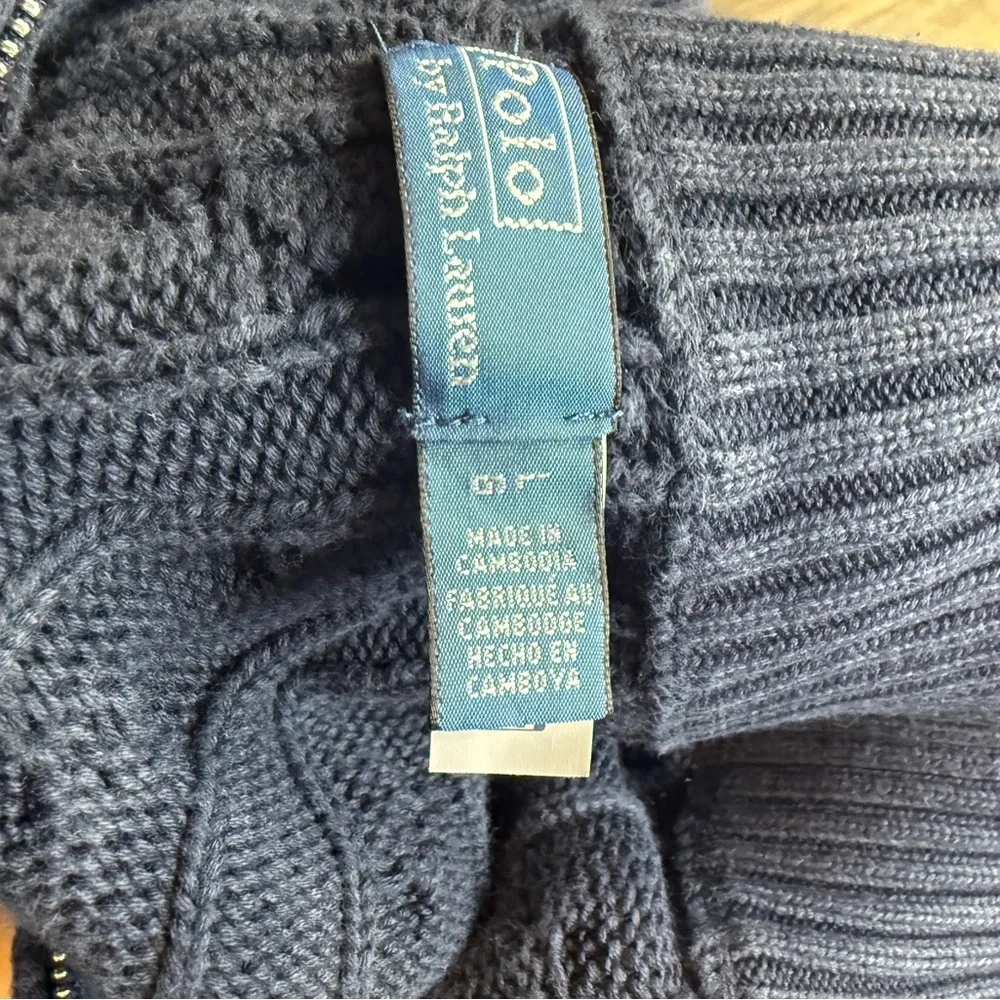 Ralph Lauren Dark Blue Cable-Knit Quarter Zip Sweater - Picture 8 of 11